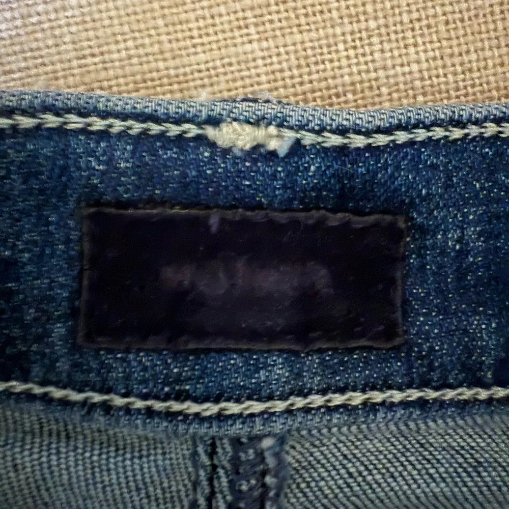 MOTHER Four Points Fray Denim Mini Skirt